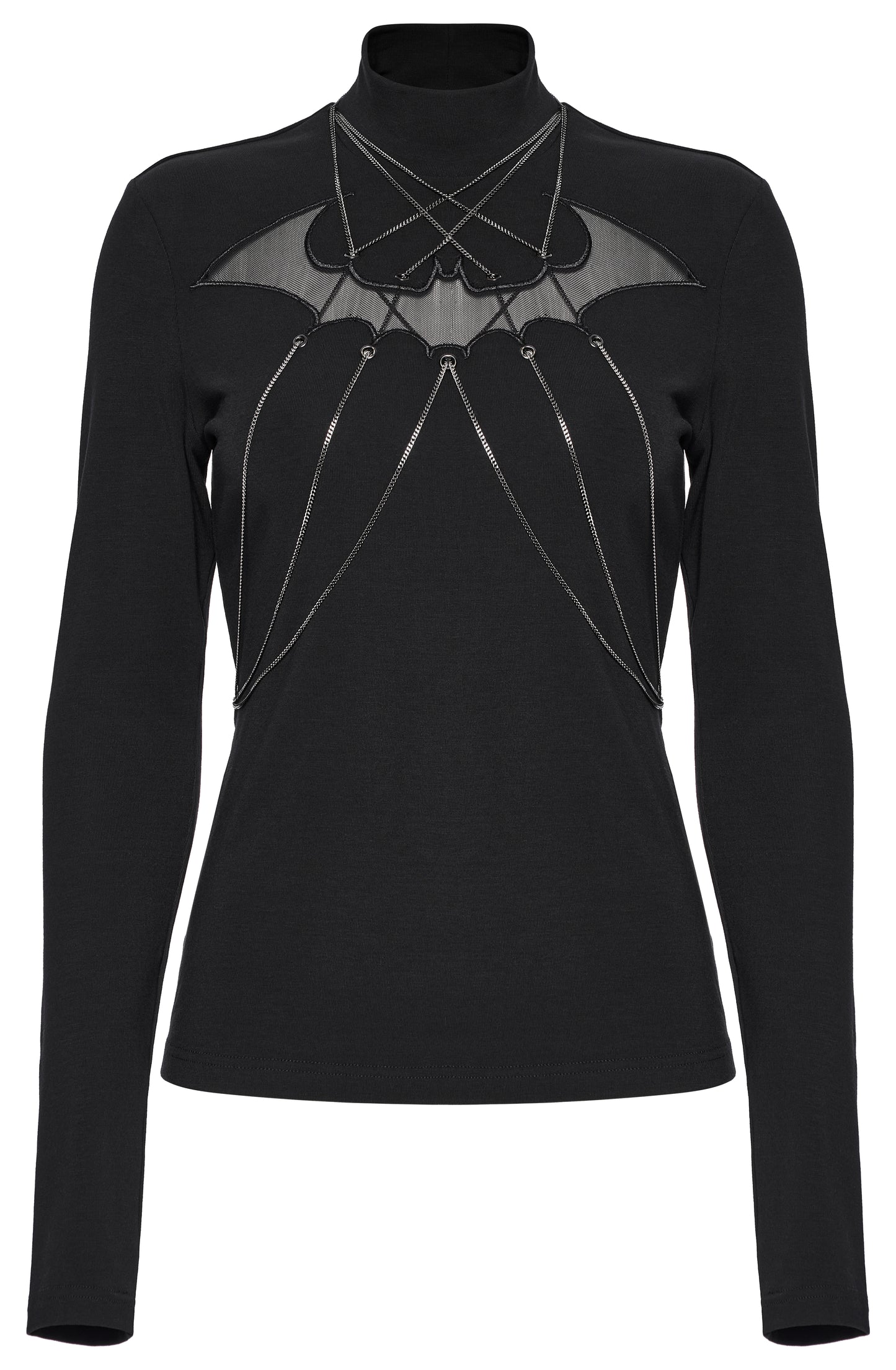 Punk Rave Morrigan Bat Chain Goth Top In Black