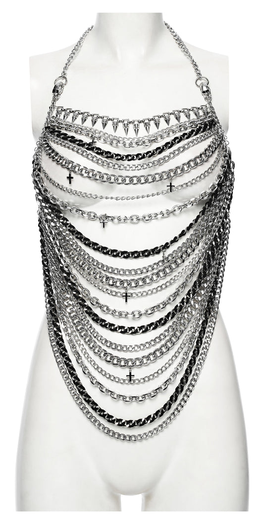 Punk Rave Valeraine Spike Metal Body Chain, view 2