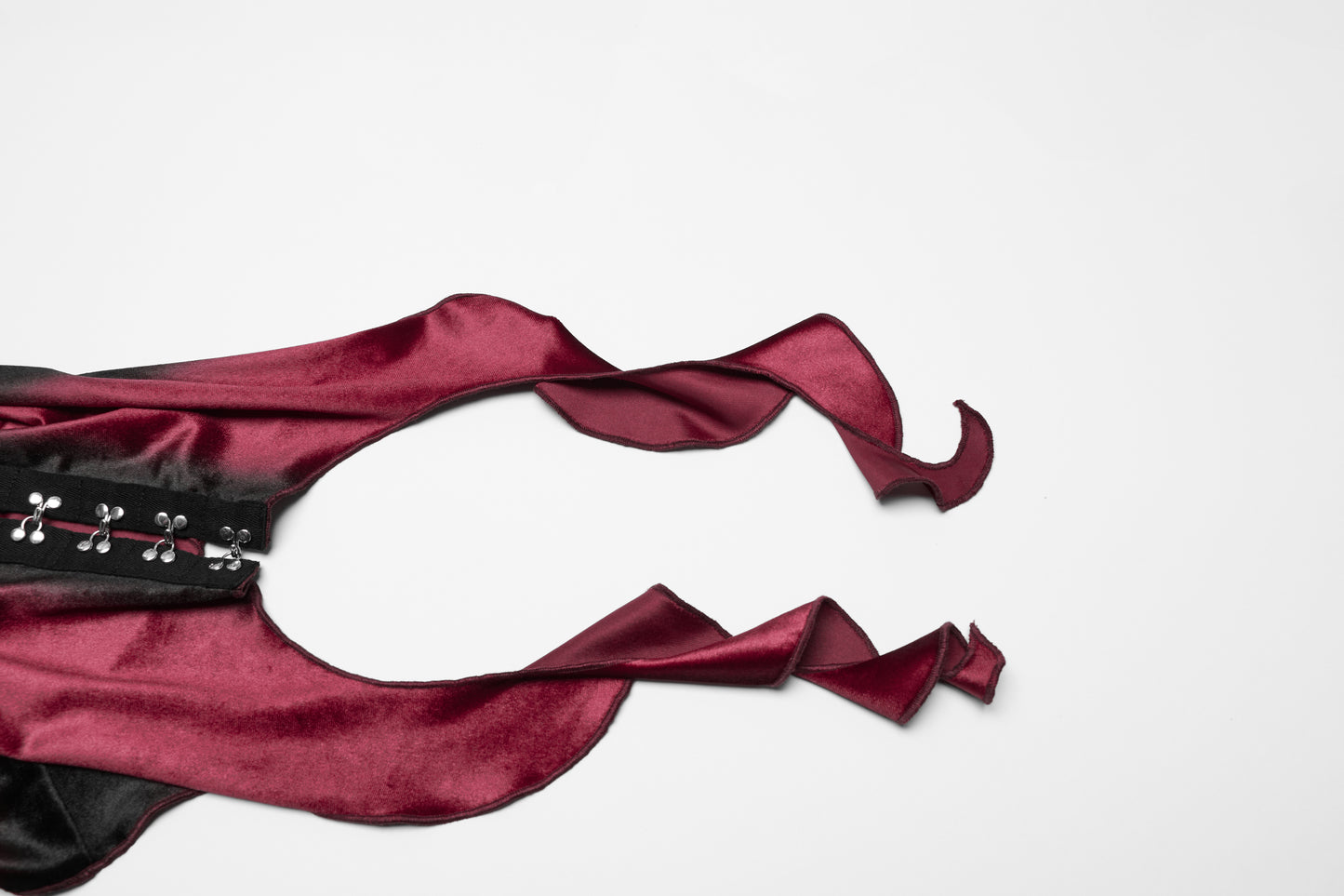 Punk Rave Leticia Burgundy Gradient Velvet Top with Feature Hooks and Eyes