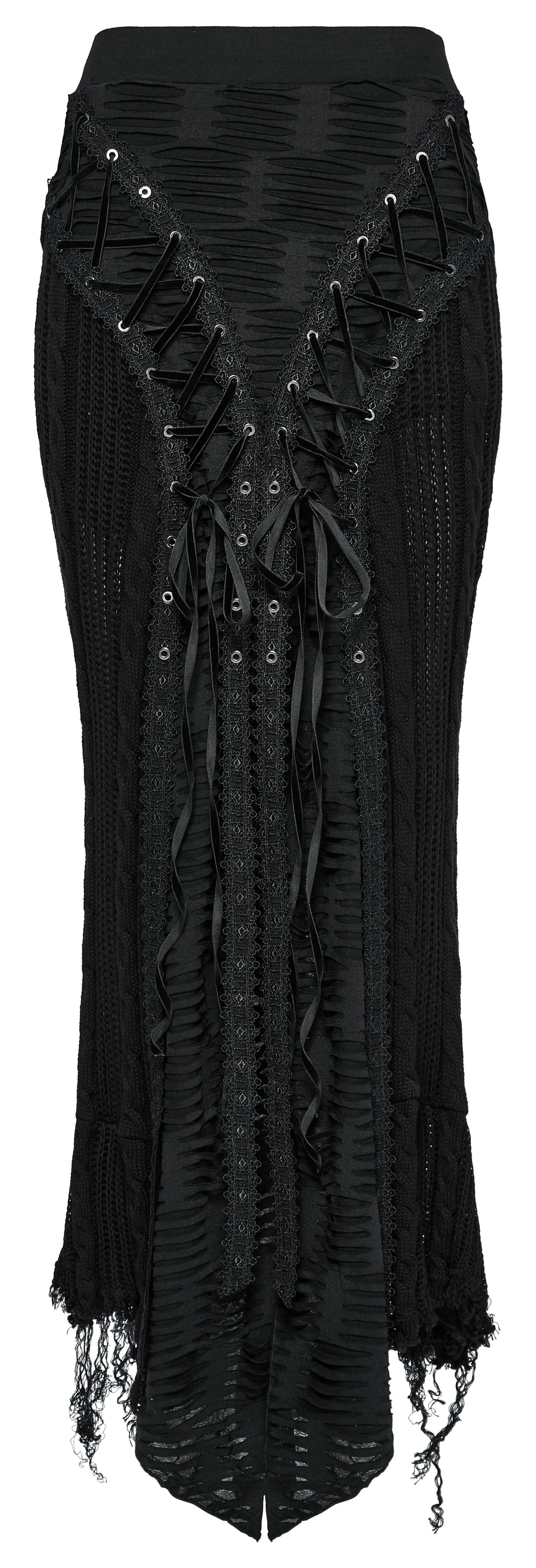 Punk Rave Anastasia Gothalyptic Knitted Fishtail Skirt with Lace Up Features - Kate's Clothing