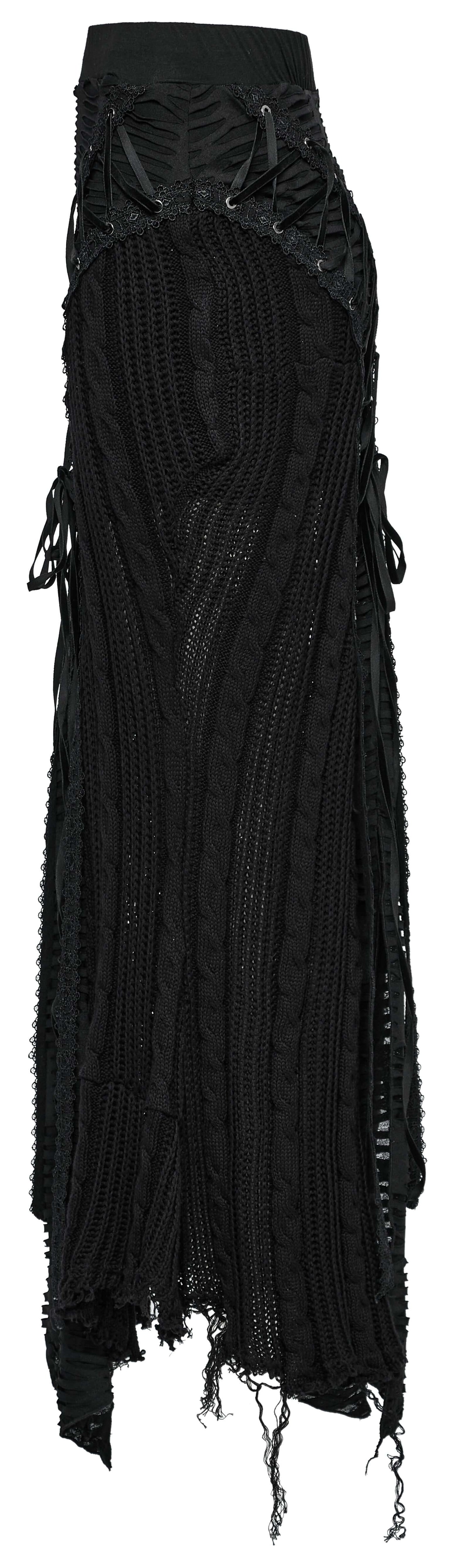 Punk Rave Anastasia Gothalyptic Knitted Fishtail Skirt with Lace Up Features - Kate's Clothing
