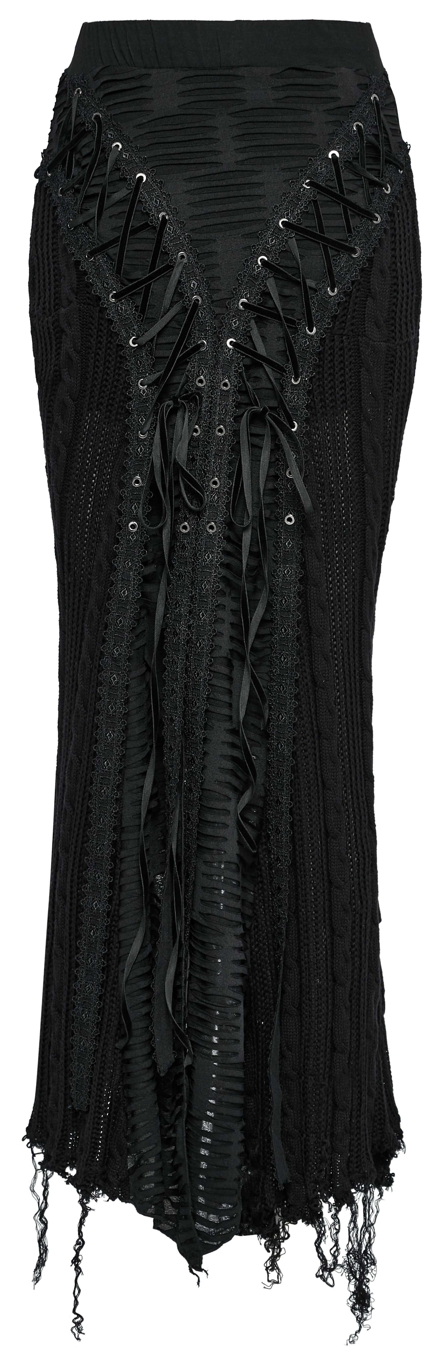 Punk Rave Anastasia Gothalyptic Knitted Fishtail Skirt with Lace Up Features - Kate's Clothing