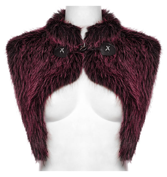 Punk Rave Crimson Faux Fur Shawl