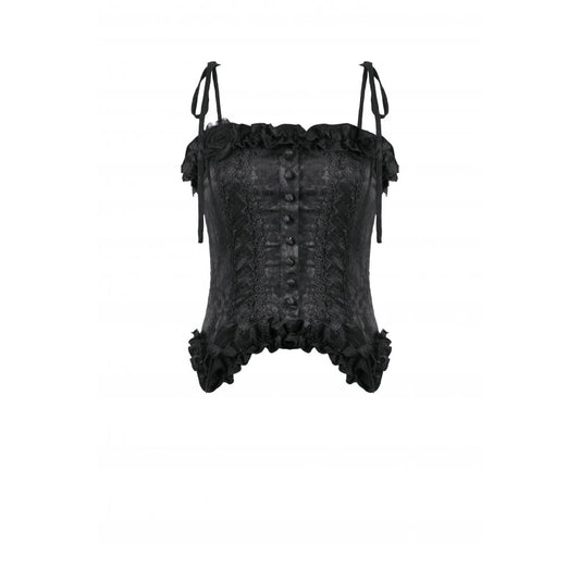 Dark in Love Selene Ruffled Floral Jacquard Corset Top
