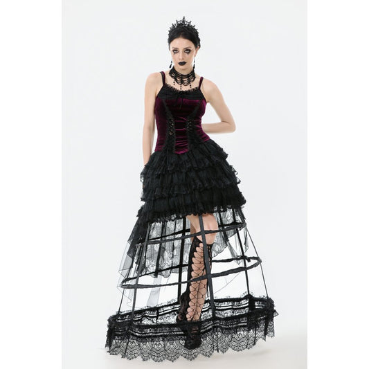 Dark in Love Serilda Velvet Lace Corset Top in Wine Red