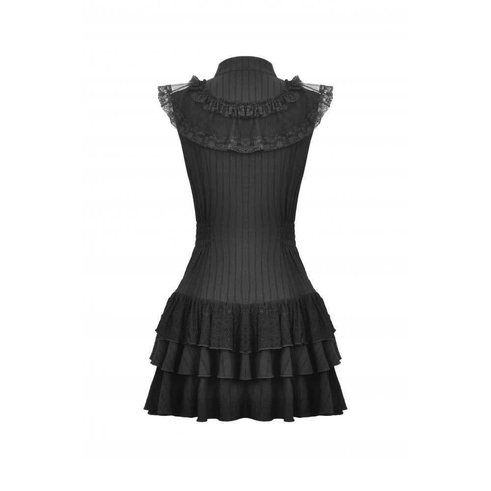 Dark in Love Evelina Sleeveless Tiered Goth Dress