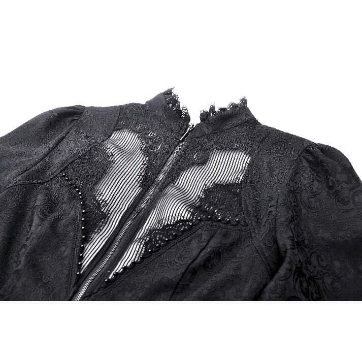 Dark in Love Felicity Gothic Lacey Zip Up Tailcoat Shirt - Kate's Clothing