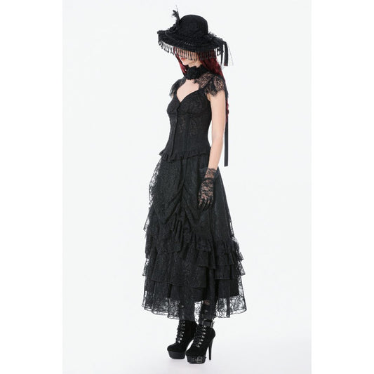 Dark in Love Vintage Gothic Lace Layered Maxi Skirt