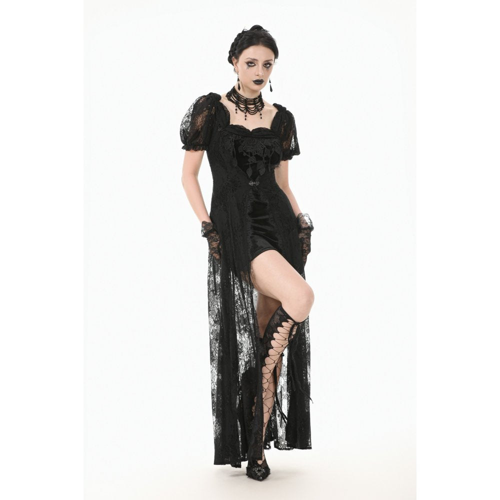 Dark in Love Morwenna Lace Gothic Maxi Dress in Black