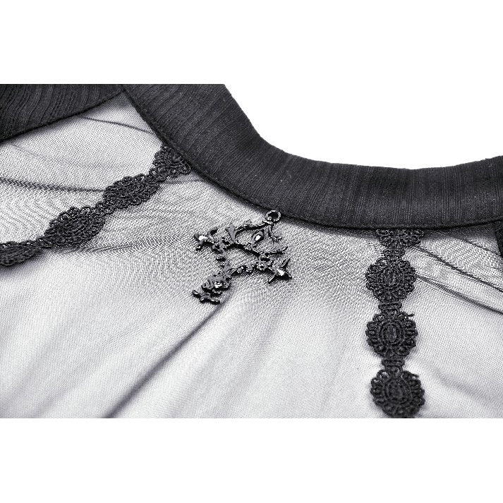 Dark in Love Avalon Gothic Embroidered Puff Sleeve Top - Kate's Clothing