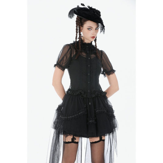 Dark in Love Gothic Tailed Sheer Mesh Petticoat Skirt