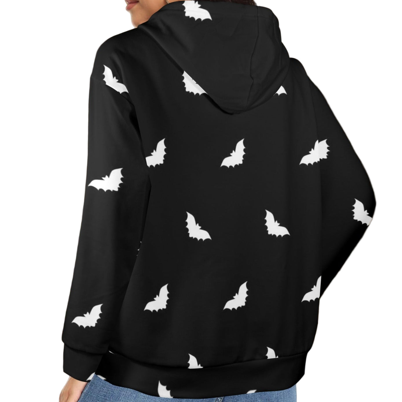 ANTIBrand fleece-lined zip hoodie with white bats print