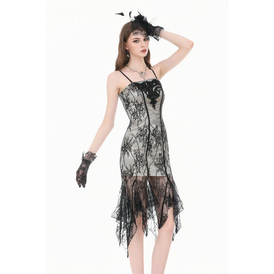 Dark in Love Shredded Harness Asymmetric Dress