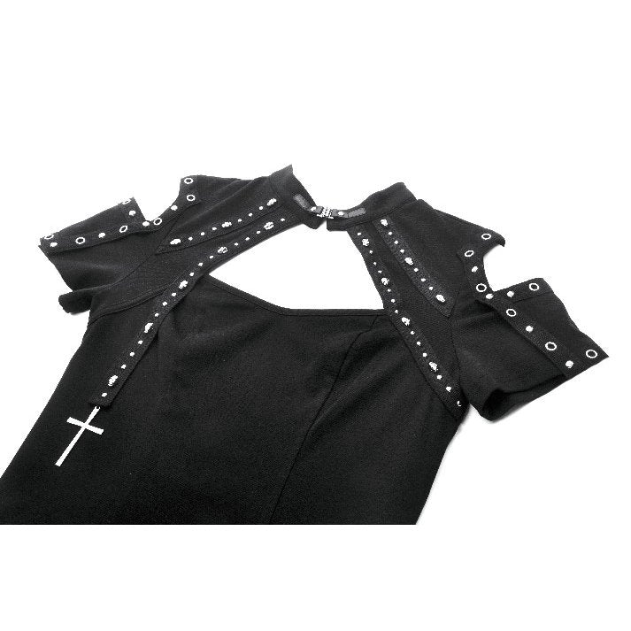 Dark in Love Seraphine Lace Off-Shoulder Goth Bodysuit in Black