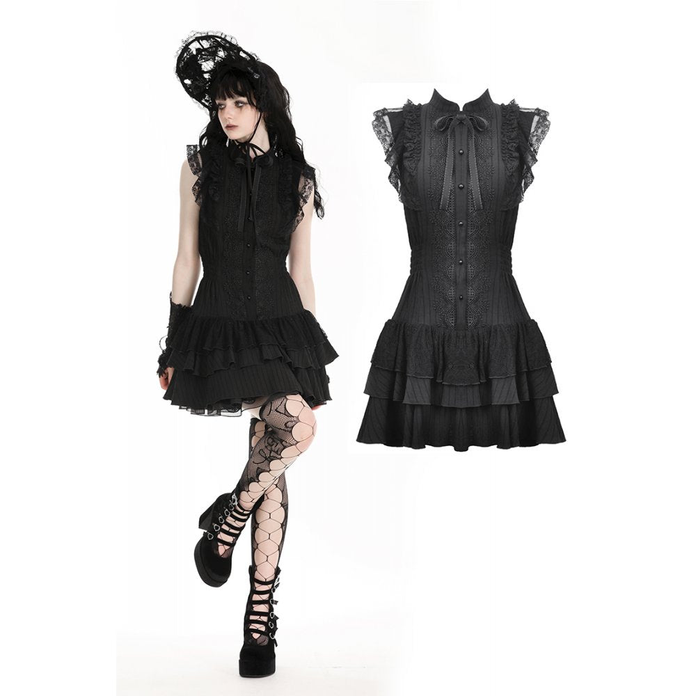 Dark in Love Diya Frilly Gothic Shirt Dress - Kate's Clothing