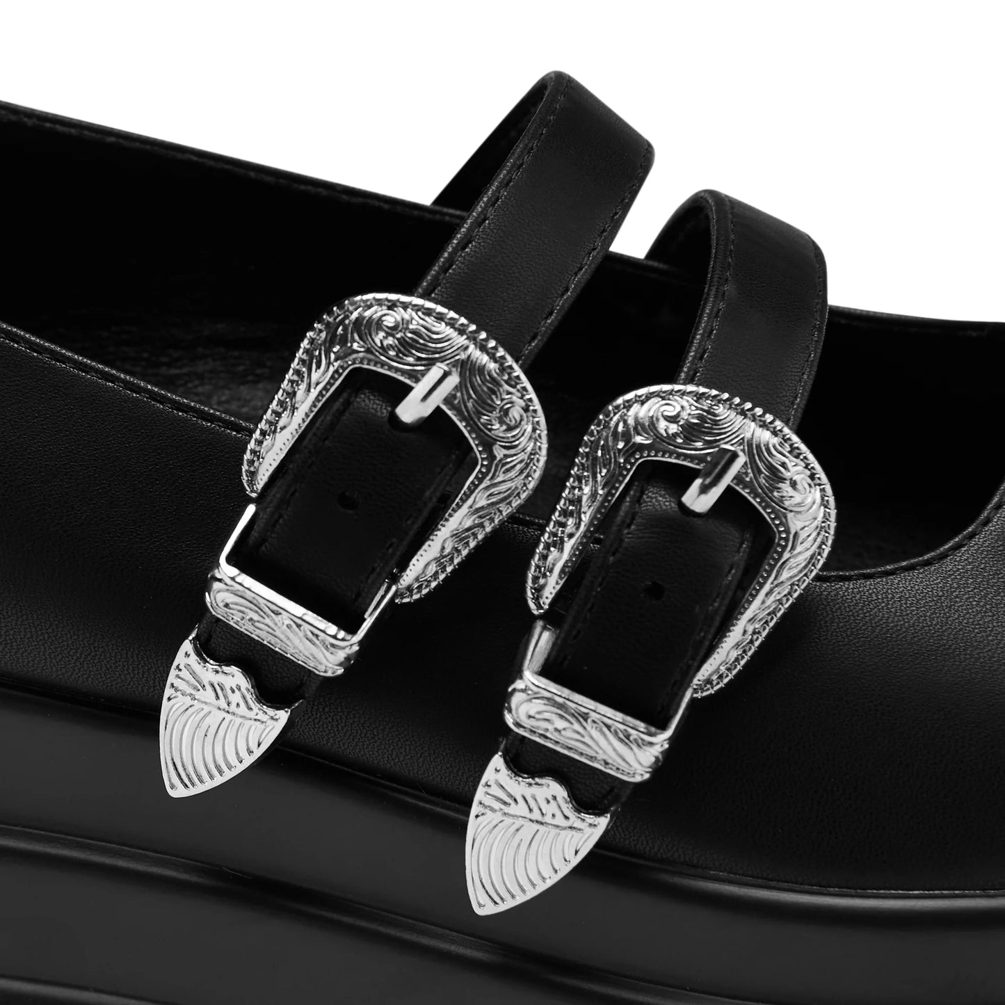 Koi Damona Trident Ornate Buckle Mary Janes Shoes in Black