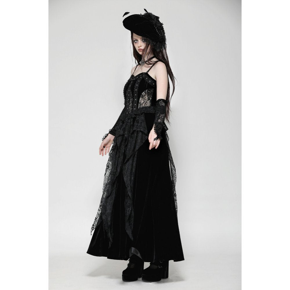 Dark in Love Fia Romantic Gothic Hollow Waist Maxi Dress - Kate's Clothing
