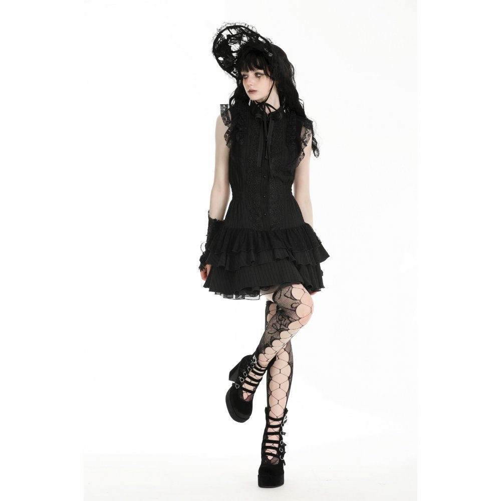 Dark in Love Diya Frilly Gothic Shirt Dress - Kate's Clothing