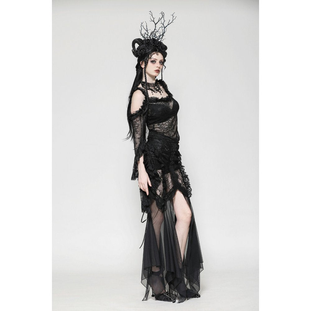 Dark in Love Nevaeh Gothic Lace and Mesh Mermaid Skirt - Kate's Clothing