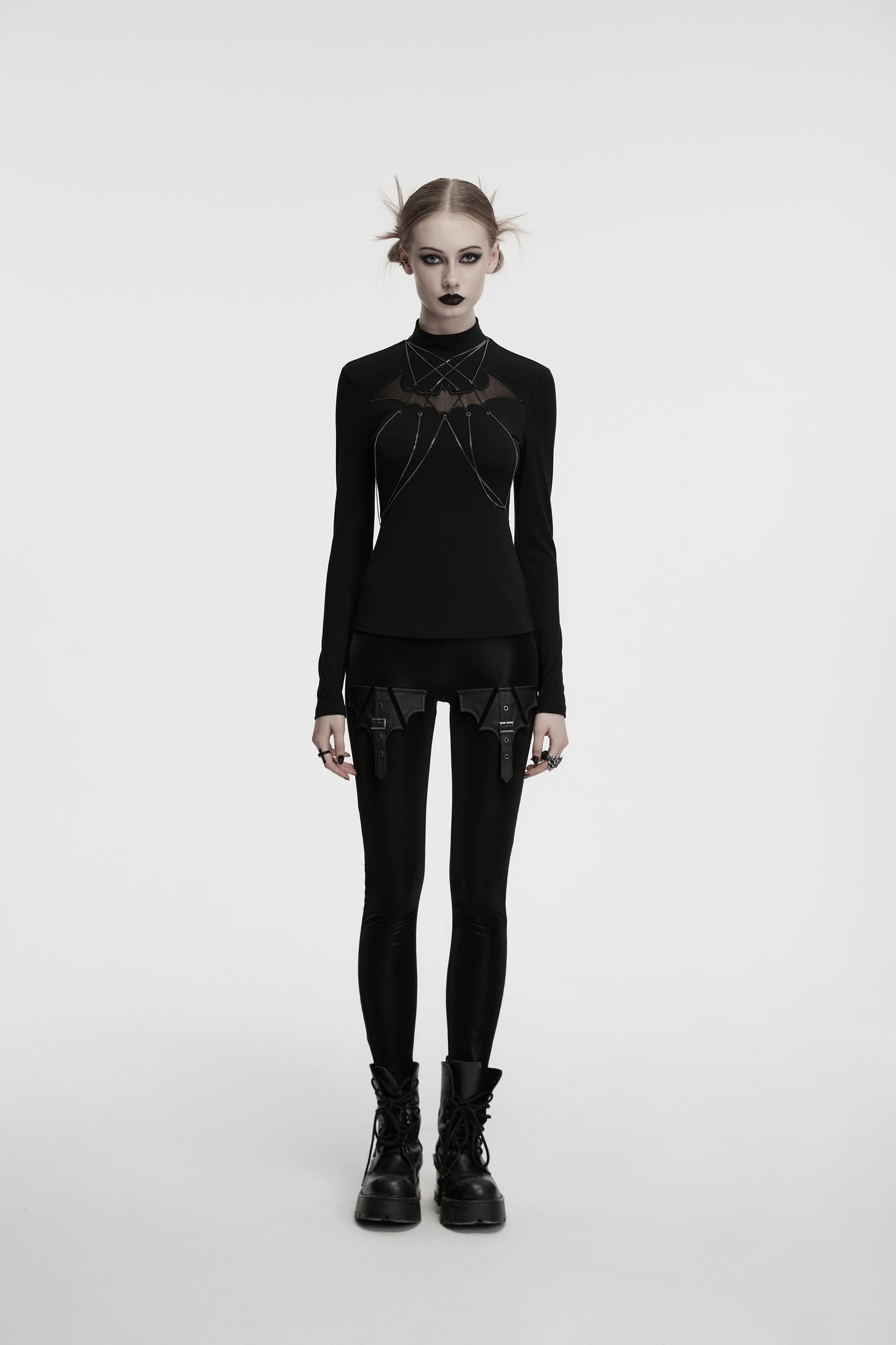 Punk Rave Morrigan Bat Chain Goth Top In Black