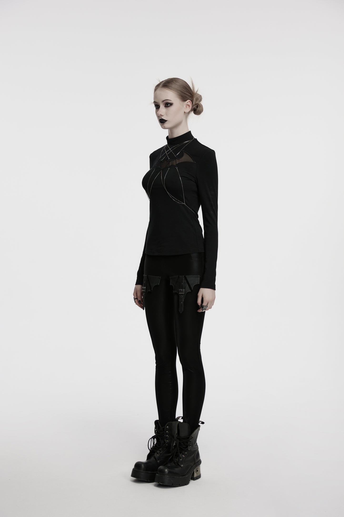 Punk Rave Morrigan Bat Chain Goth Top In Black