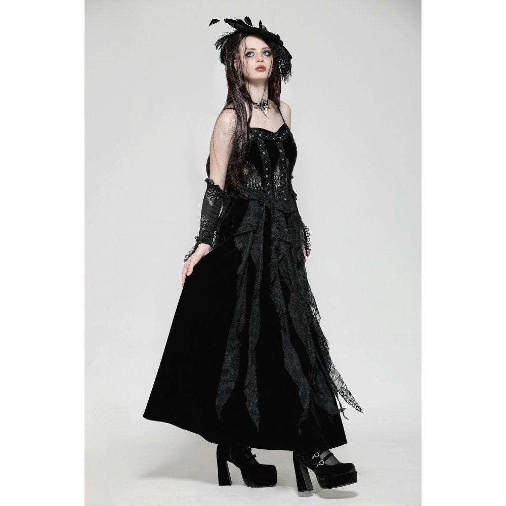 Dark in Love Fia Romantic Gothic Hollow Waist Maxi Dress - Kate's Clothing