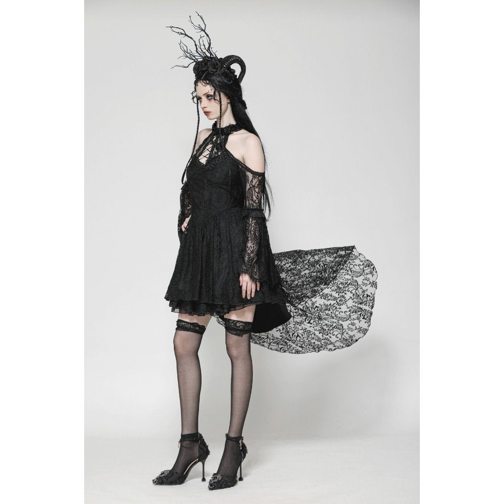 Dark in Love Gem Gothic Vine Lace Tail Dress - Kate's Clothing