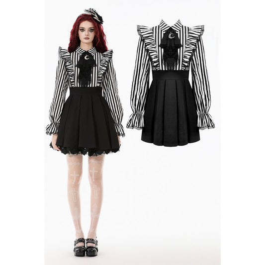 Striped Ruffle Gothic Lolita Dress Front View