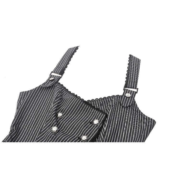 Dark in Love Gwyneth Dark Striped Corporate Goth Vest - Kate's Clothing