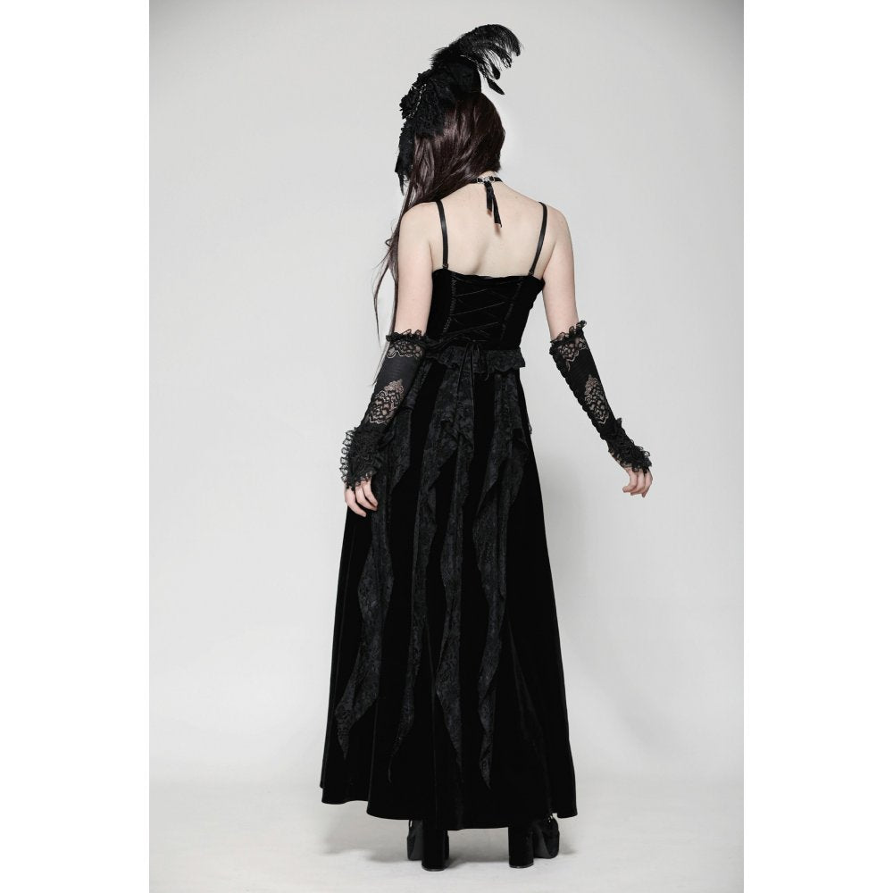 Dark in Love Fia Romantic Gothic Hollow Waist Maxi Dress - Kate's Clothing