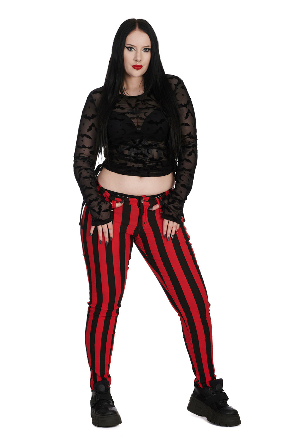 Banned Groove is All Around Mesh Top with Flock Bat Print - Kate's Clothing