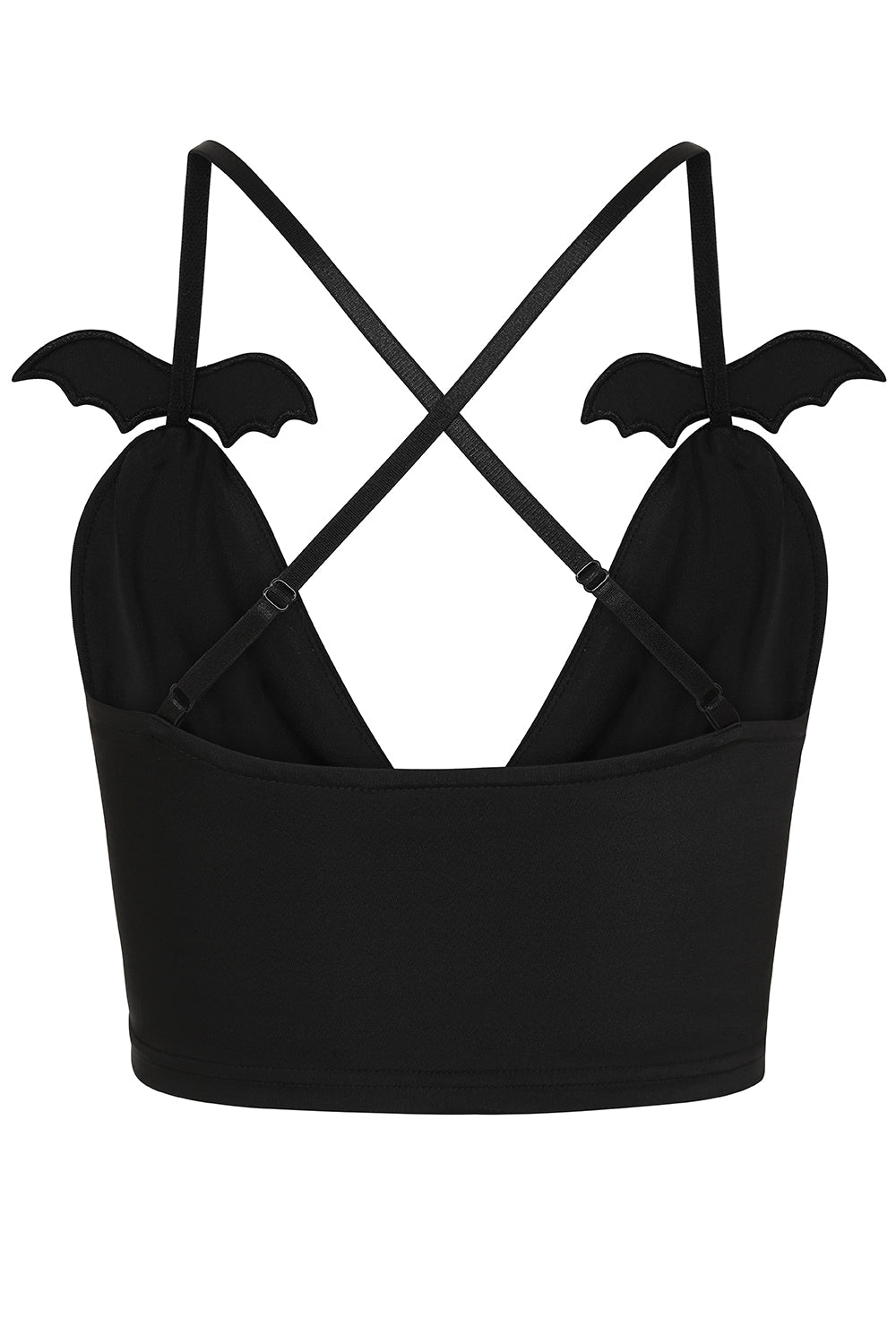 Banned Black Melantha Crop Top with Bat Wings Detail - Kate's Clothing