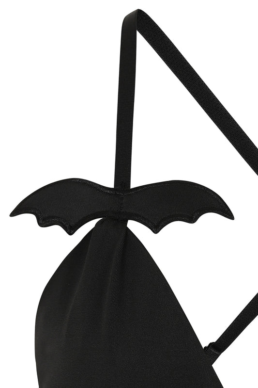 Banned Black Melantha Crop Top with Bat Wings Detail - Kate's Clothing
