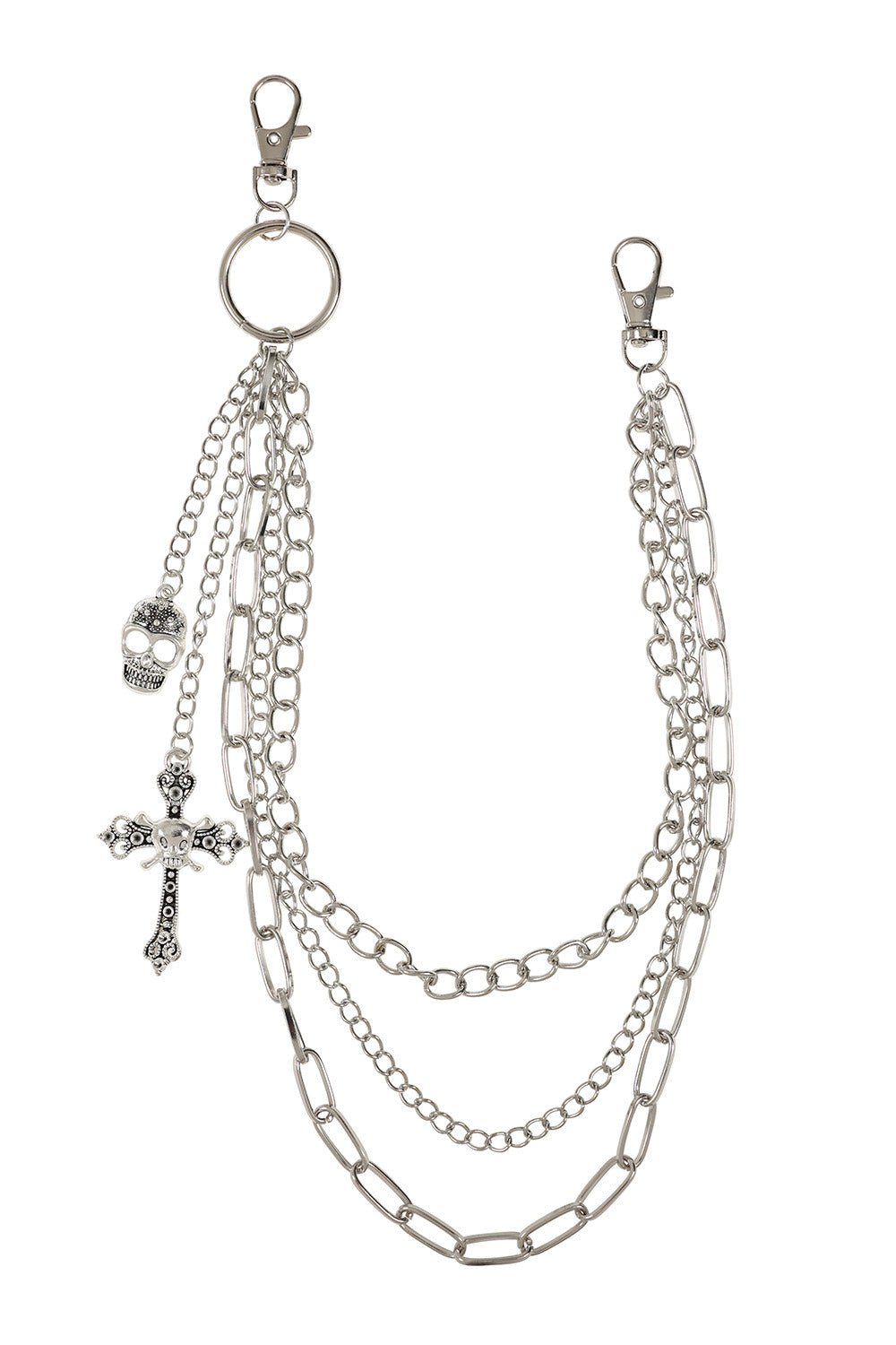 Banned Cruz Decorative Wallet Chain with Skull and Cross - Kate's Clothing