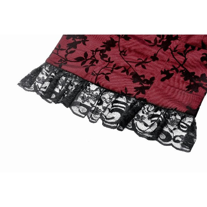 Dark in Love Althea Lace-Trimmed Velvet Goth Camisole in Burgundy
