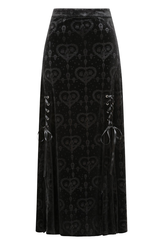 Black Burnout Velvet Skirt