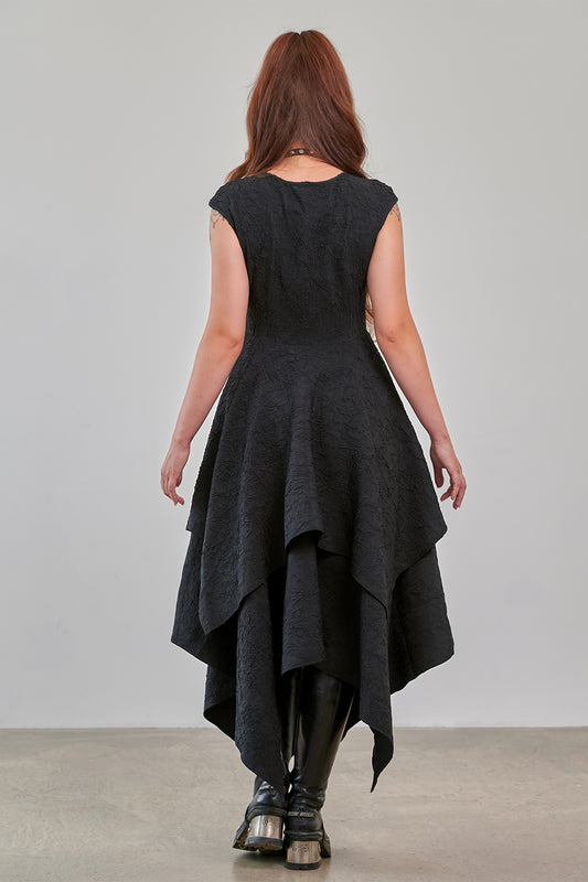 Banned Apparel Hexed Isadora Dress back view layered gothic dress