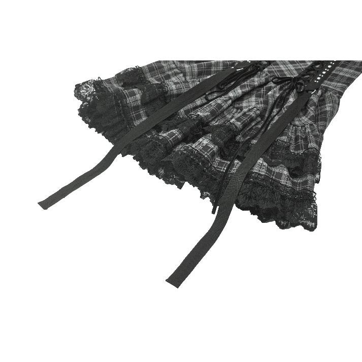 Dark in Love Ida Punk Grey Plaid Metal Studded Dress - Kate's Clothing
