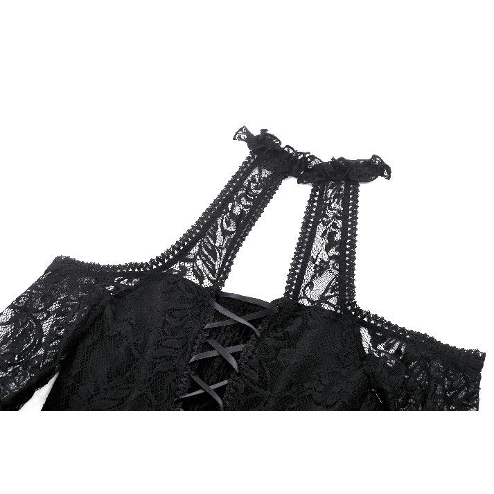 Dark in Love Gem Gothic Vine Lace Tail Dress - Kate's Clothing