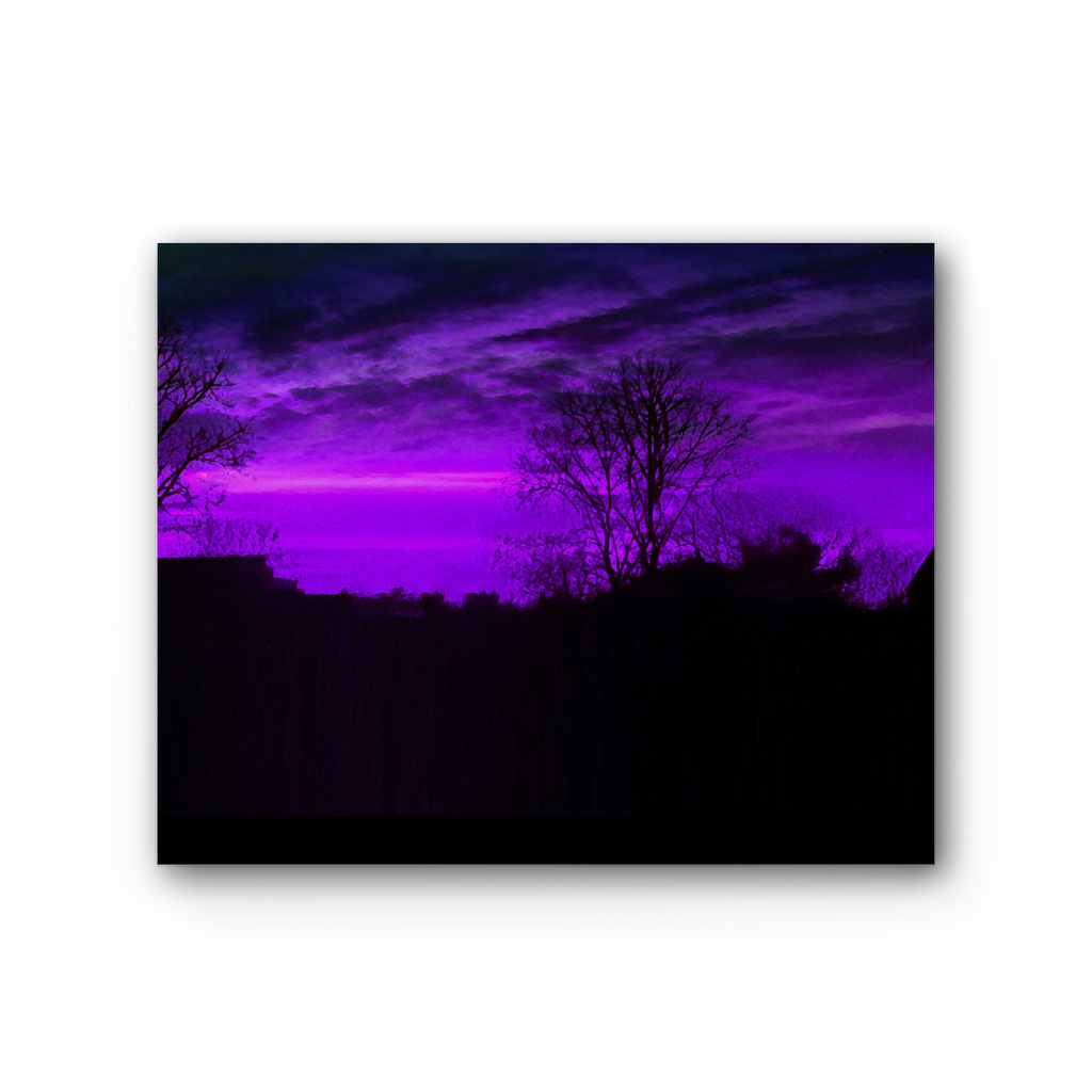 1999 stretched canvas artwork by Kate in purple sunset hues