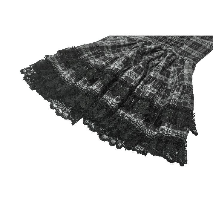 Dark in Love Ida Punk Grey Plaid Metal Studded Dress - Kate's Clothing