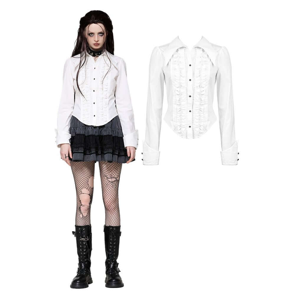 Dark in Love Queeny White Gothic Demon Shirt - Kate's Clothing
