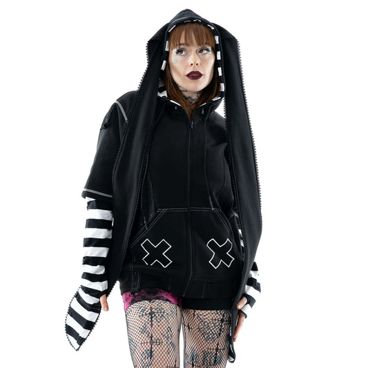 Cupcake Cult Hypno Bunny Hood in Black and White