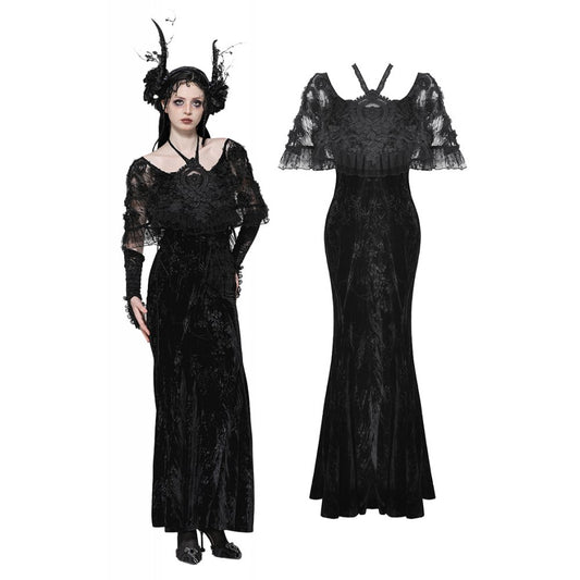 Dark in Love Alazne Dark Rose Embroidered Layered Mermaid Maxi Dress - Kate's Clothing