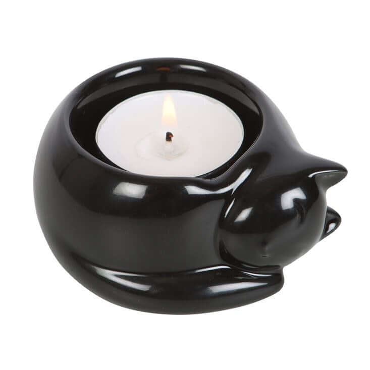 Gothic Gifts Black Cat Ceramic Tealight Candle Holder - Kate's Clothing