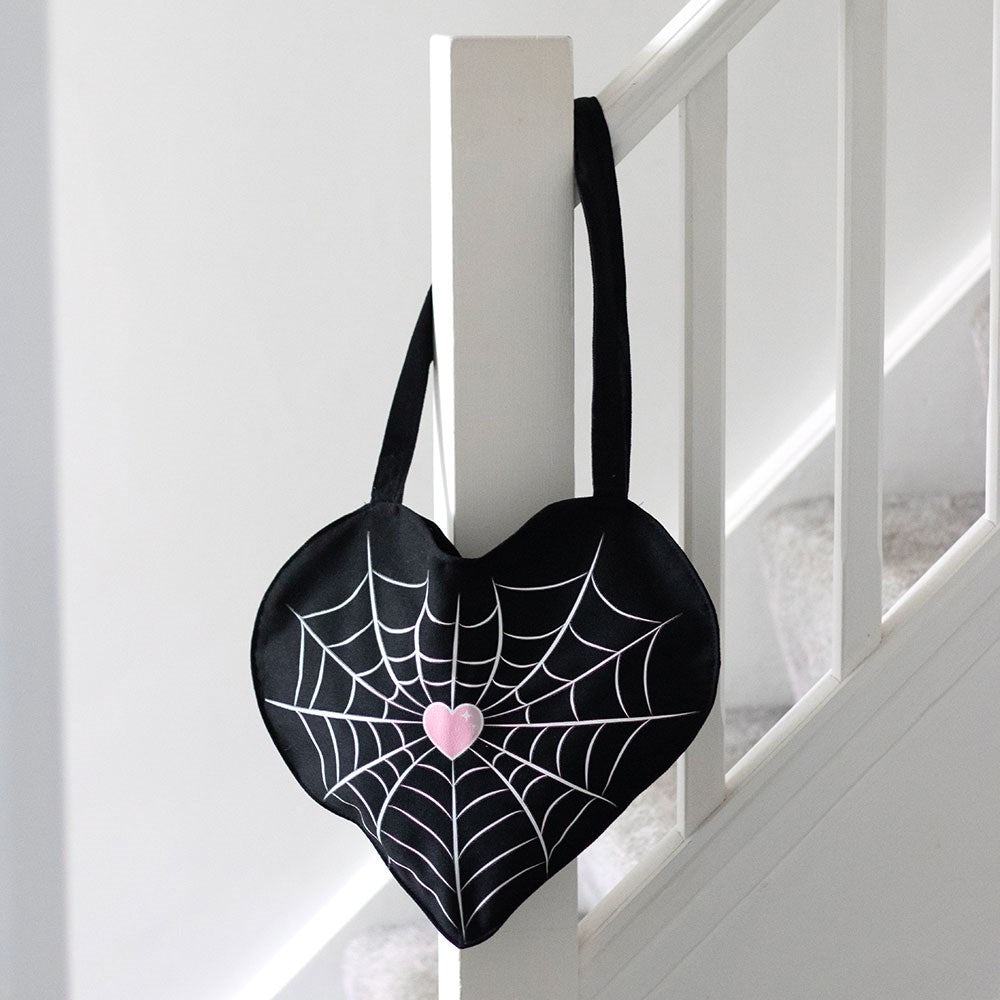 Gothic Gifts Spiderweb Heart Satin Tote Bag