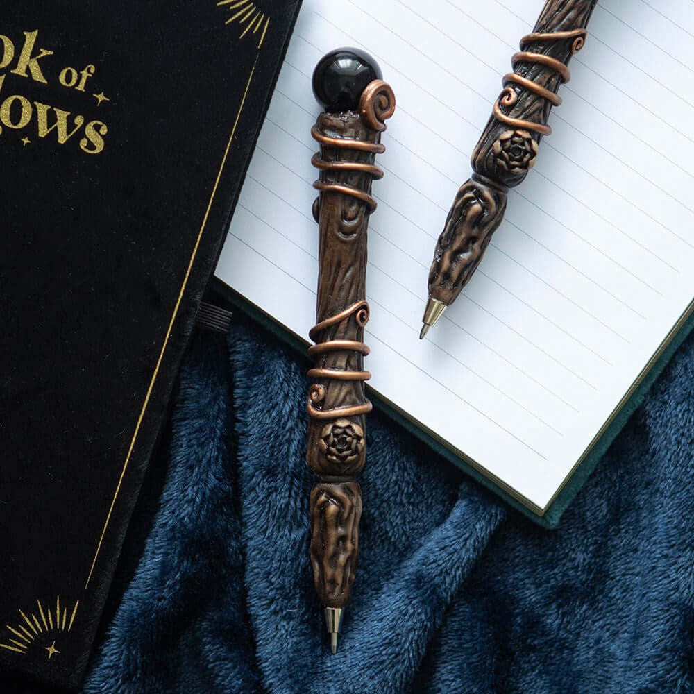 Gothic Gifts Black Obsidian Crystal Wand Pen - Kate's Clothing