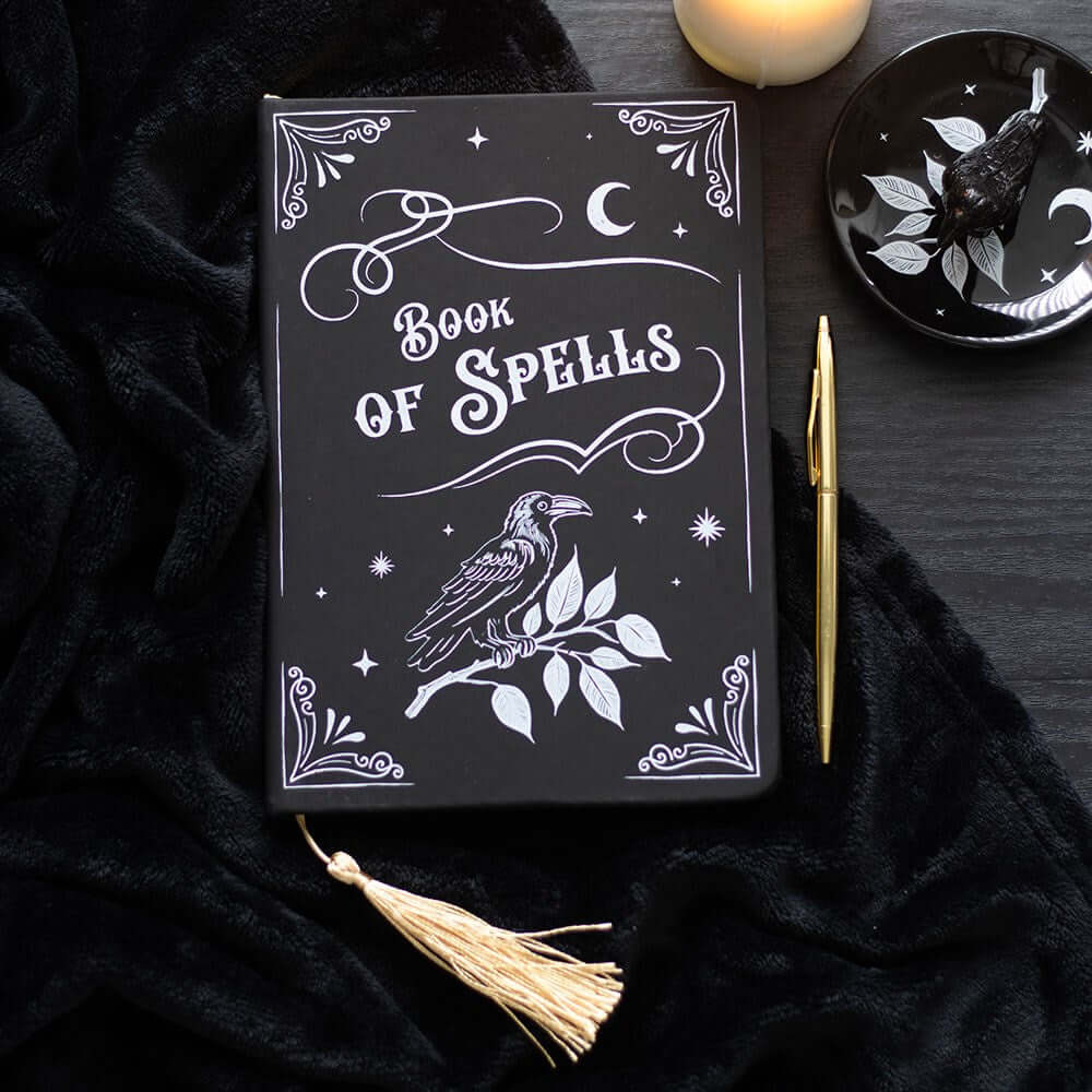 Gothic Gifts Mystic Raven Book of Spells A5 Notebook - Kate's Clothing
