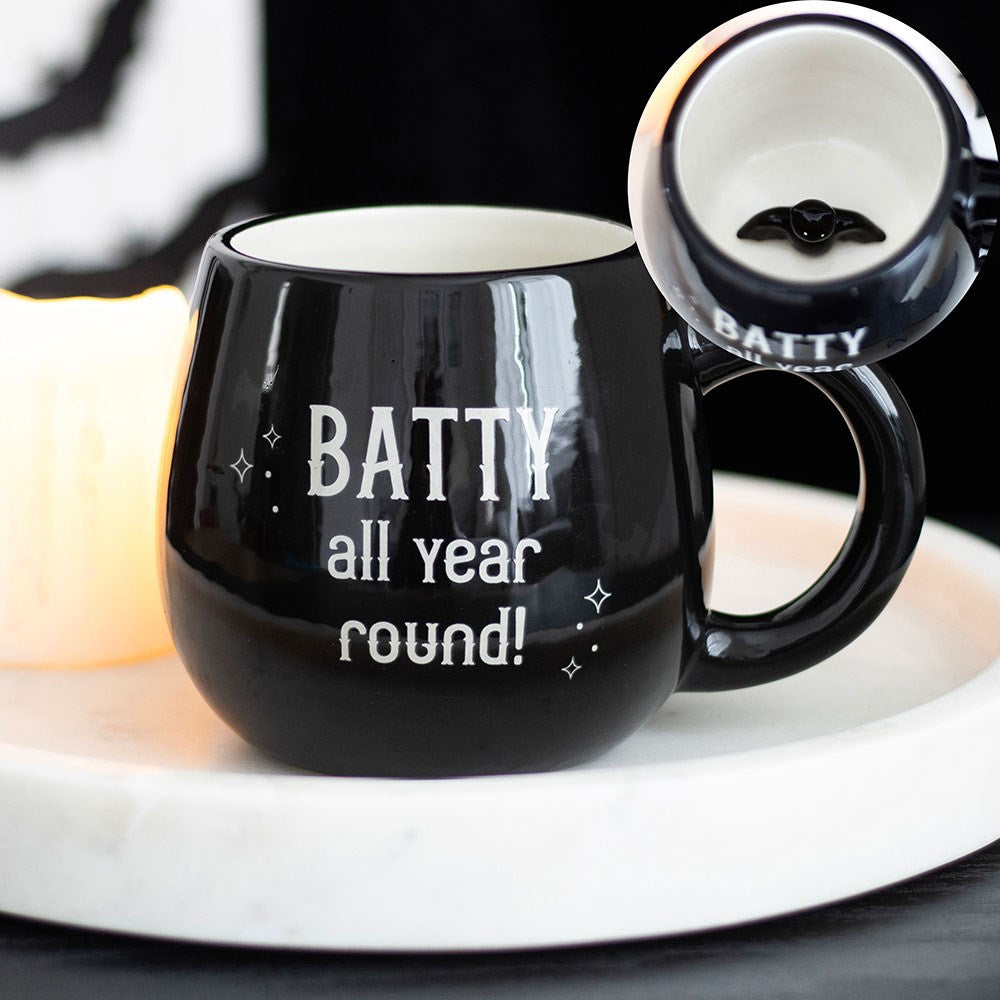 Gothic Gifts Batty All Year Round Rounded Peekaboo Mug