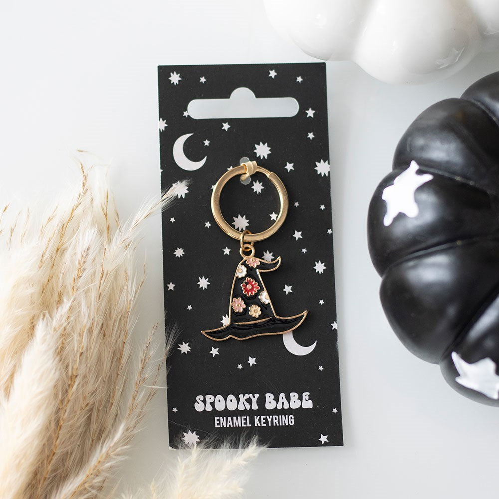 Gothic Gifts Spooky Babe Witch Hat Keyring